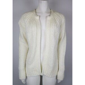 Le Chois Womens Chunky Knit Cardigan Sweater Size Small Acrylic Ivory Open Front